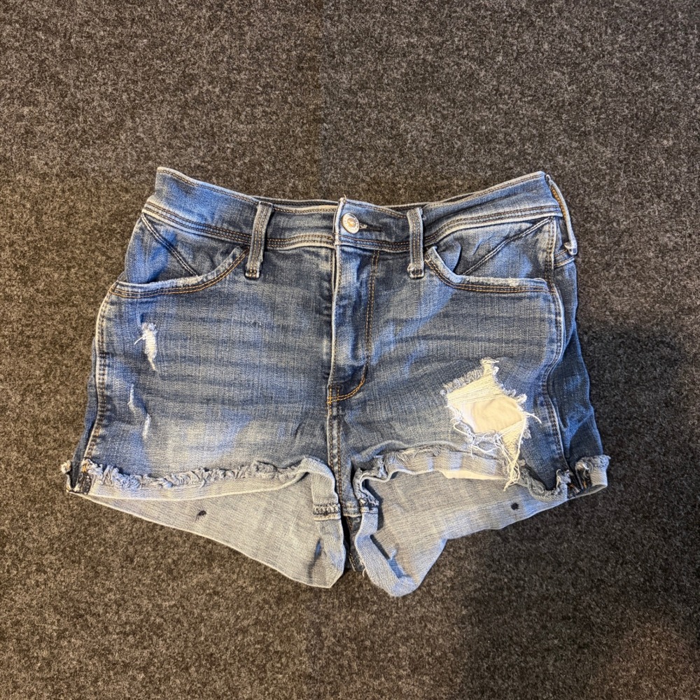 Hollister Womens High Rise Short-Short Distressed Denim Shorts Blue Size 3 W26